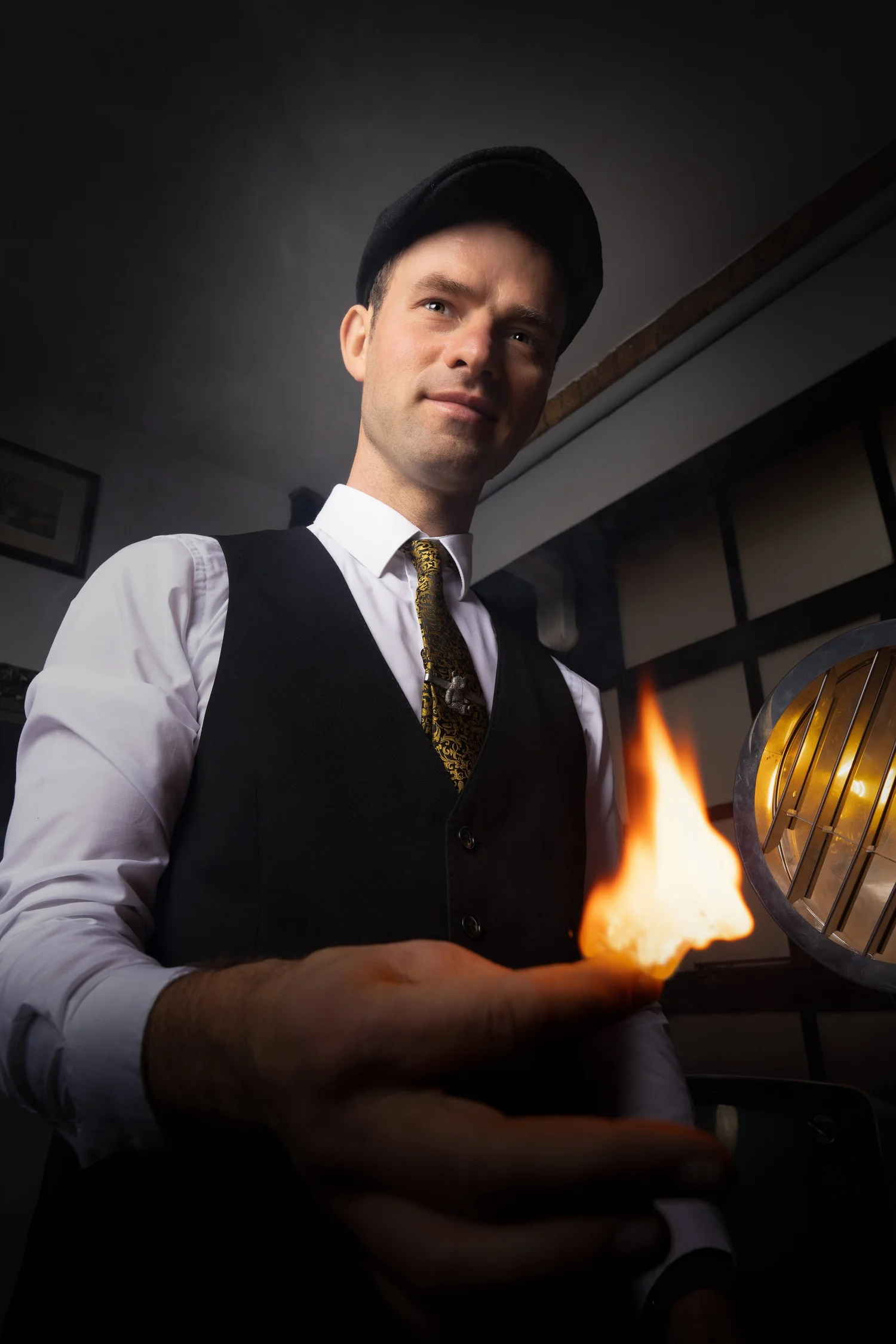 Close-up magic with a flame