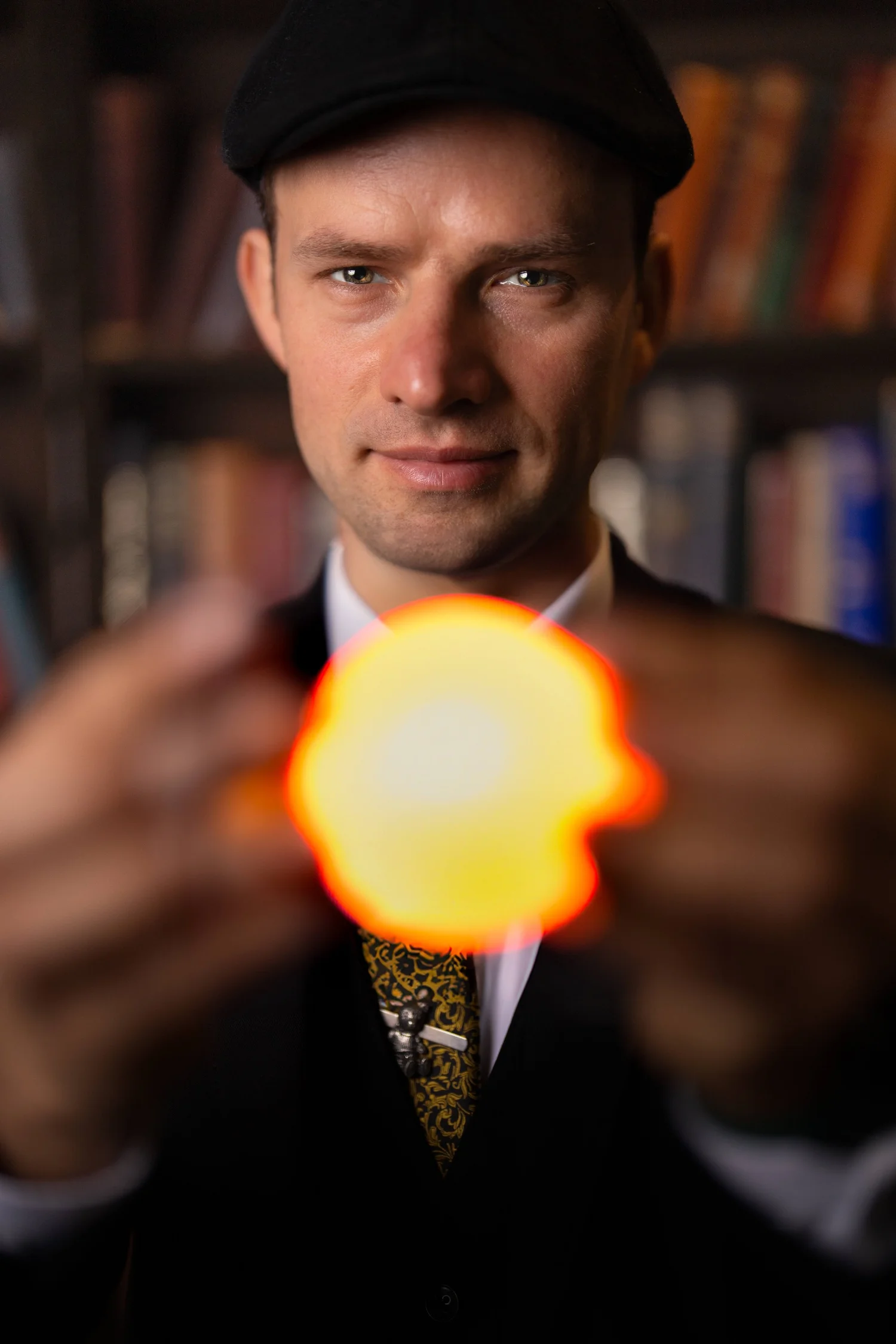 A fireball appearing between Daniel's hands